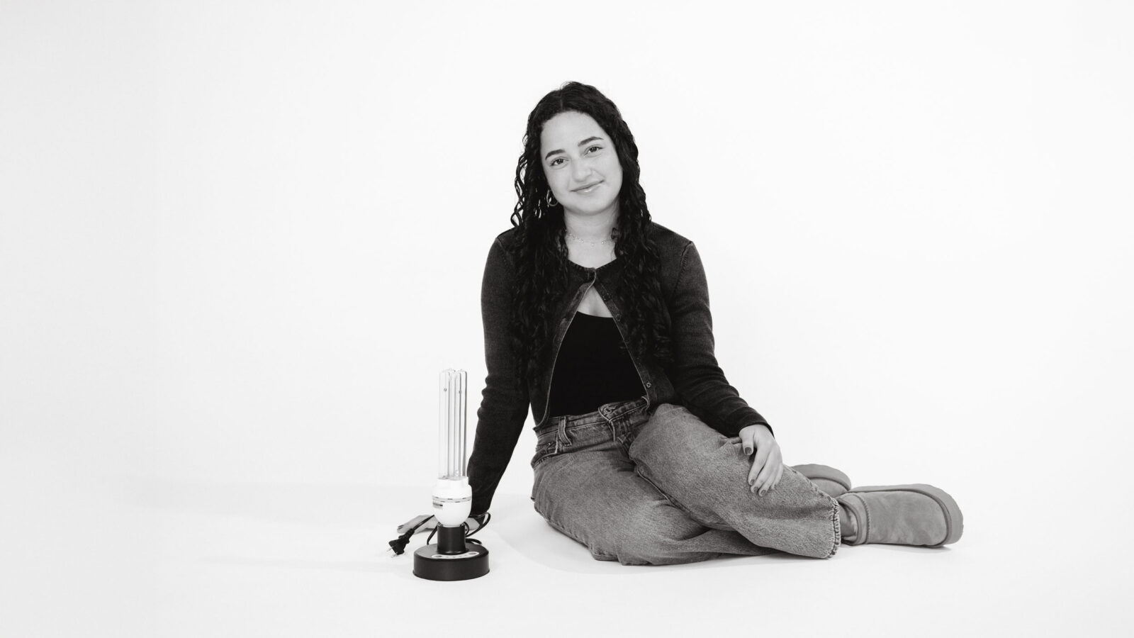 student with science project