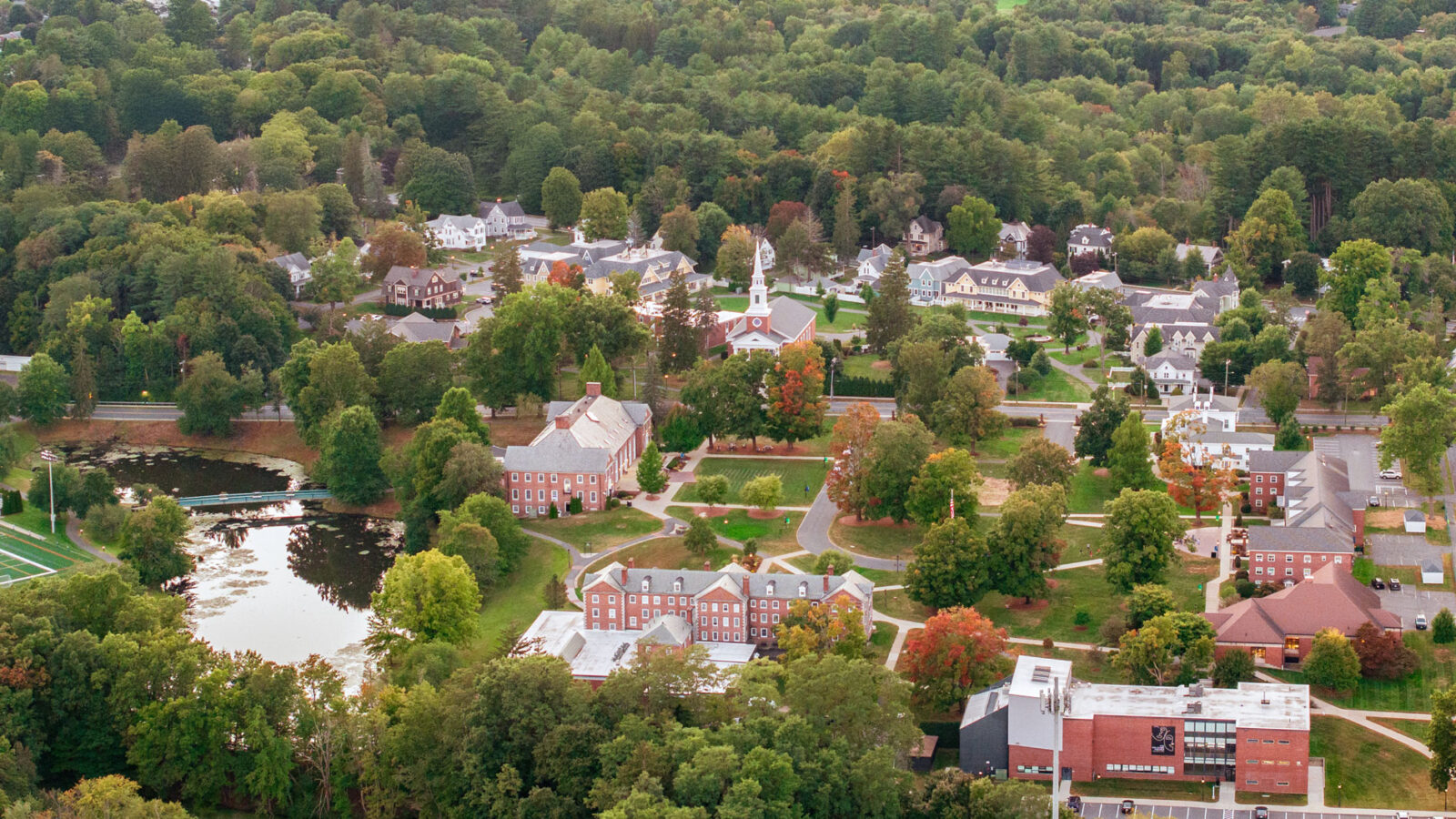 drone photo of campus