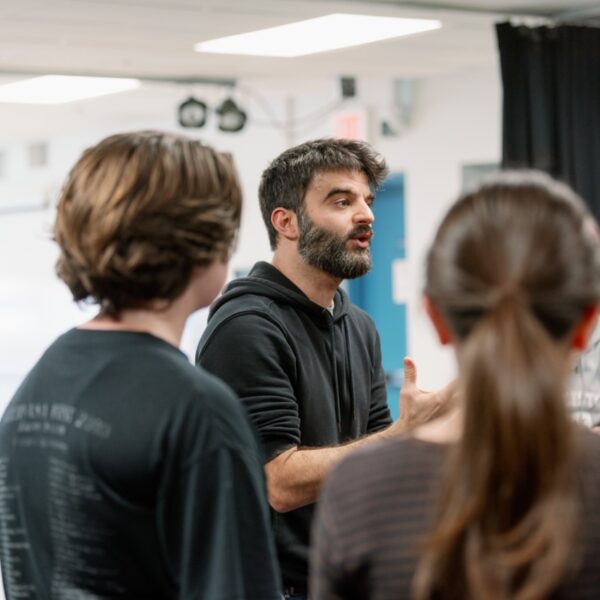 miguel bregante Visiting Artist talks to students