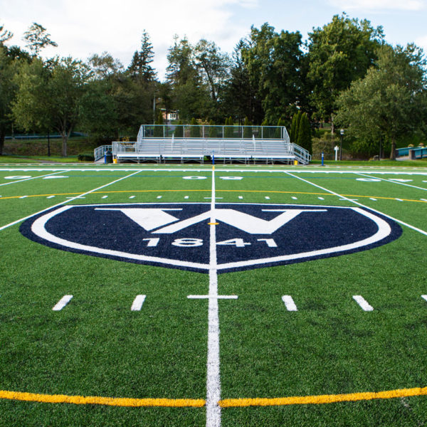 Football field with Williston logo