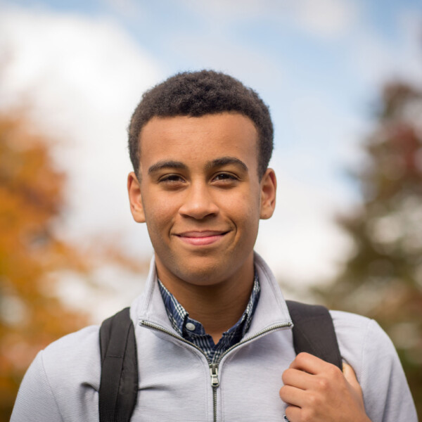 student with backpack