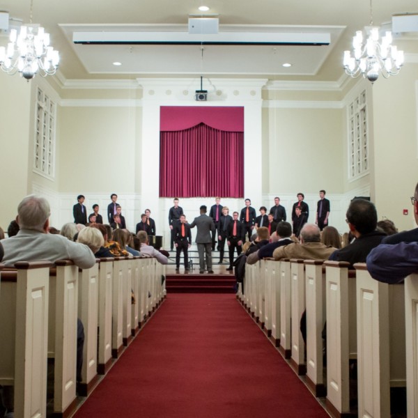 choral concert in the chapel Williston chapel filled with singers